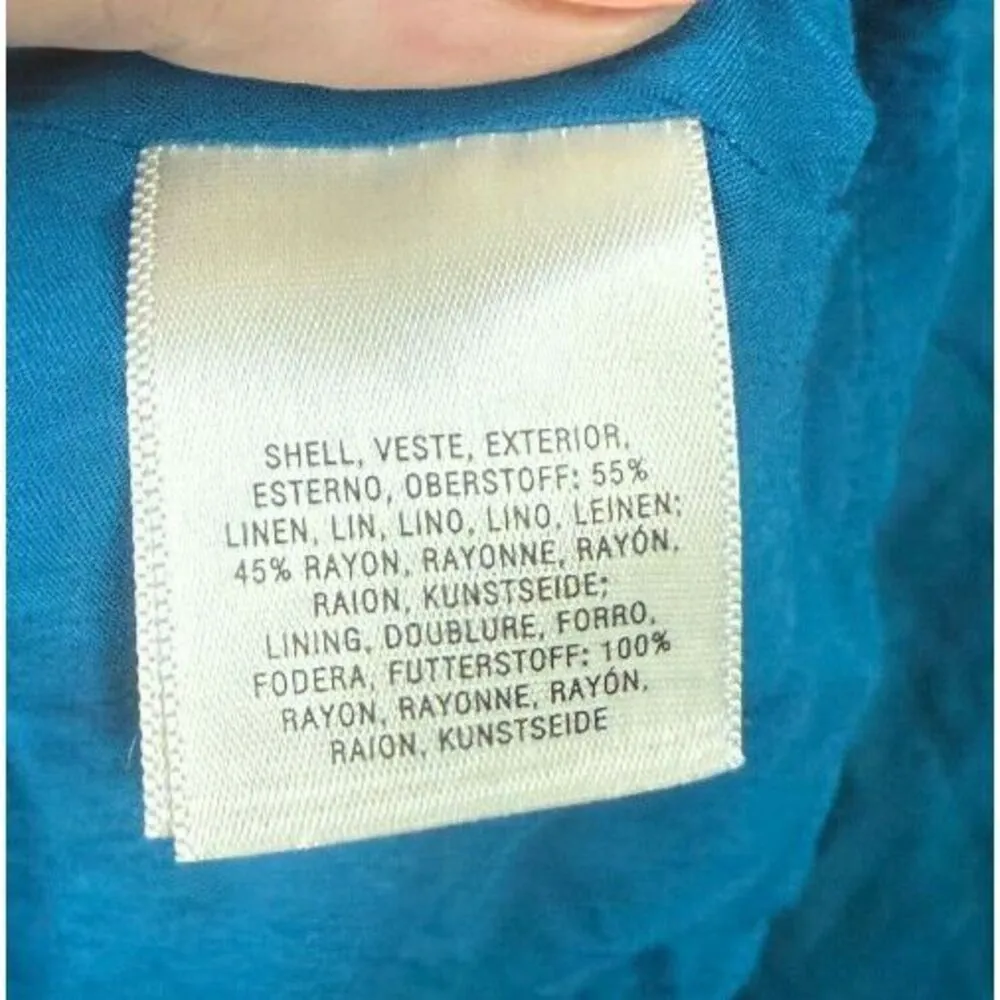 Anthropologie Maeve Buttondown Ruffle Blue Linen Blend Midi Dress Size 12‎ - Image 8