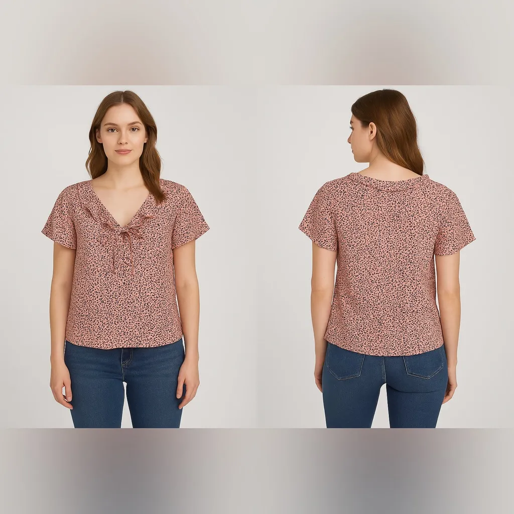 Levi’s Floral Ruffle Tie-Front Blouse – Size Large - Image 2