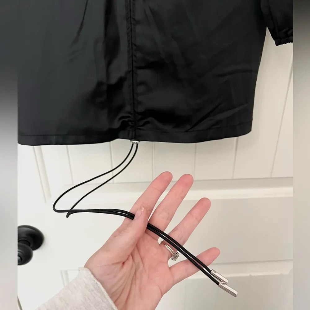 RUVE Black Satin Drawstring Mini Dress - Image 3