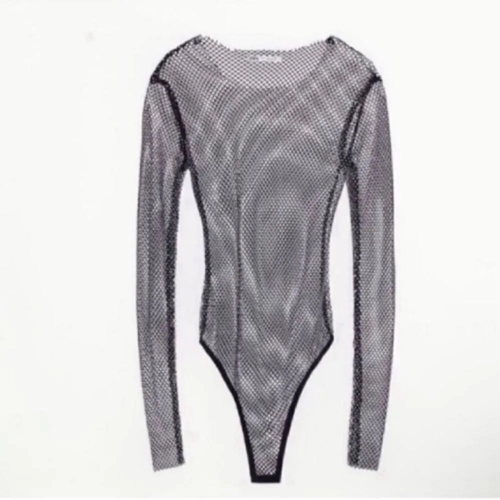 Zara Black Studded Multicolored Mesh
Bodysuit(Size Small) - Image 3