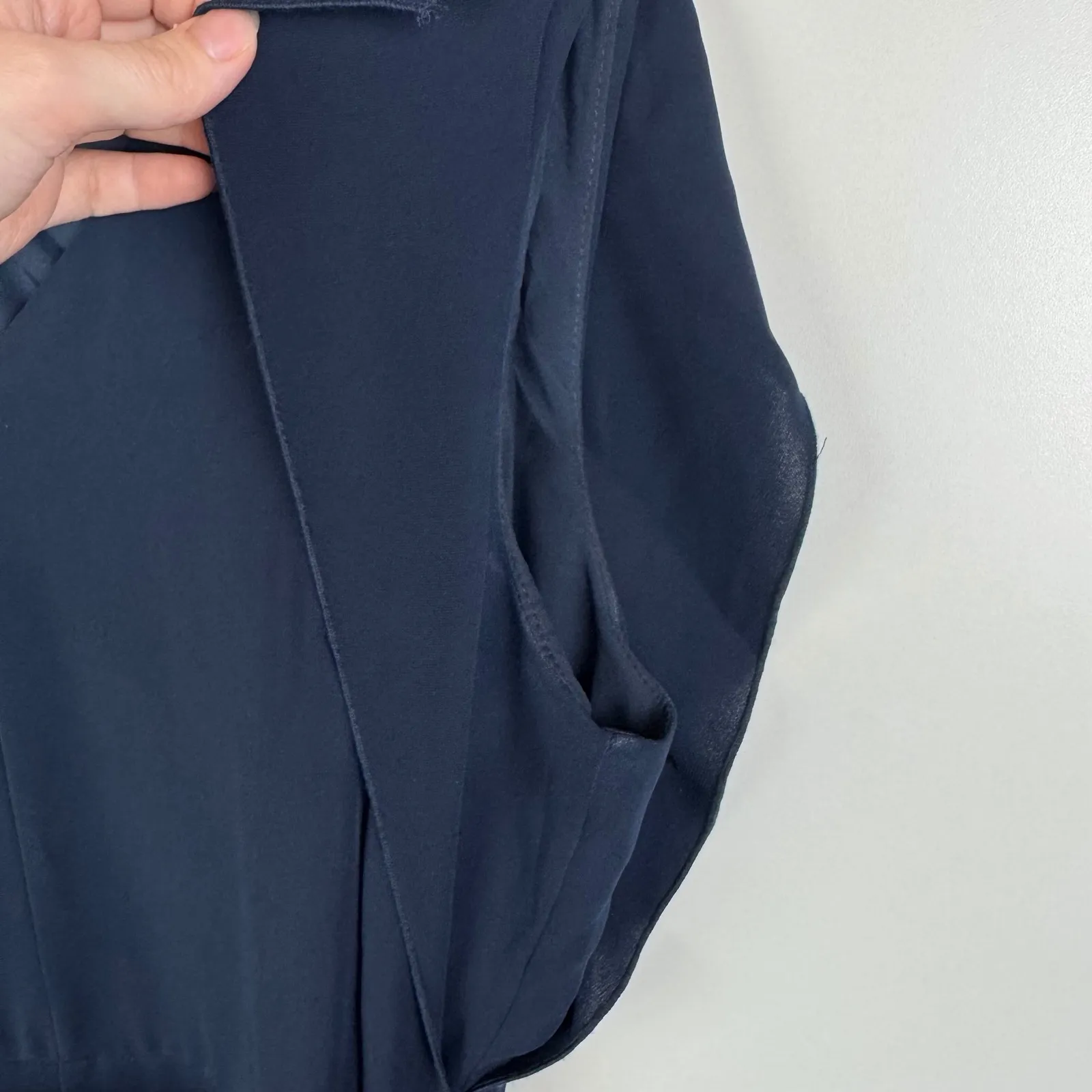 Eliza J Wide Leg Jumpsuit Size 16 Navy Blue‎ V-Neck Tie Waist Evening Formal - Image 9