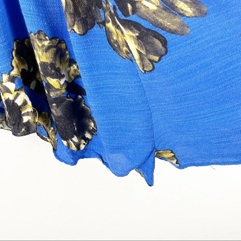 FREE PEOPLE All The Right Ruffles Casual Blue Floral Faux Wrap Romper Small - Image 11