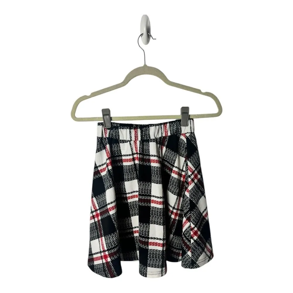 SHEIN Plaid Flare Skirt Black White Red Women’s Size 4 A-Line Mini - Image 6