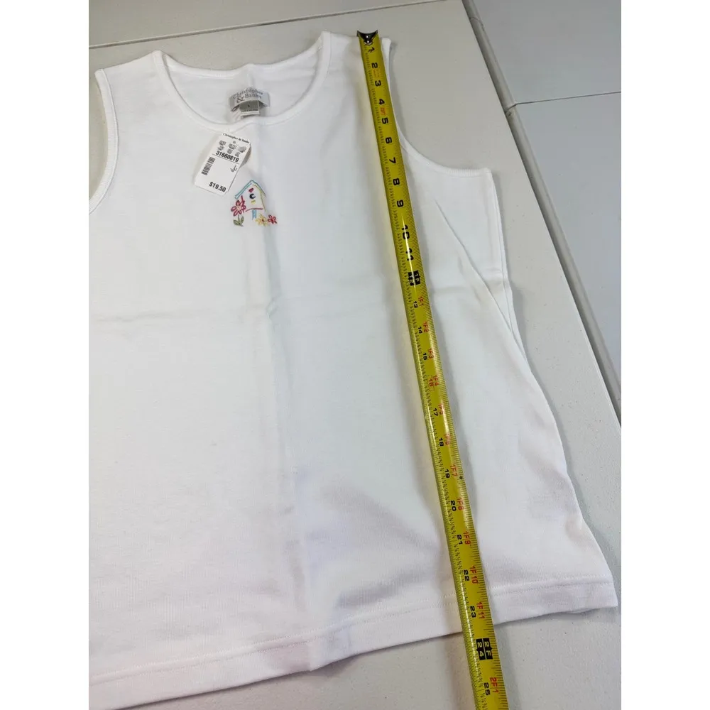 Christopher & Banks White Sleeveless Top Birdhouse Embroidery Tank - Image 6