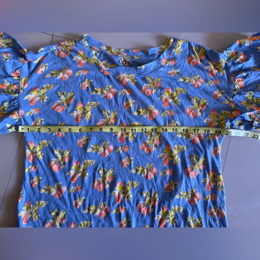 Loft Orange Harvest Flutter Sleeve Mixed Media T Shirt - Image 7