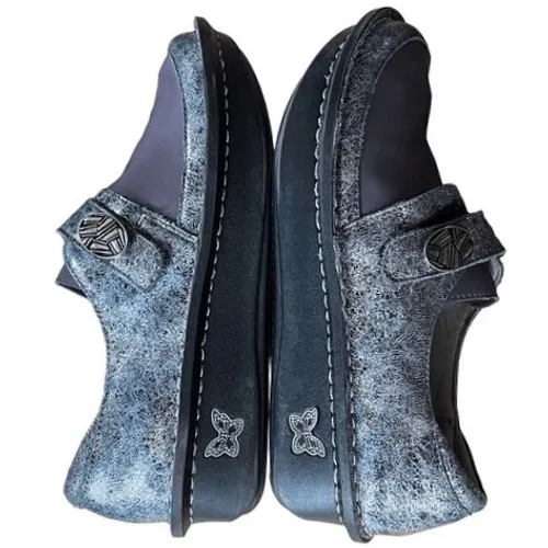 Alegria DEN 735 Mary Jane Comfort Shoes Womens Size 37 Metallic Silver Leather - Image 6