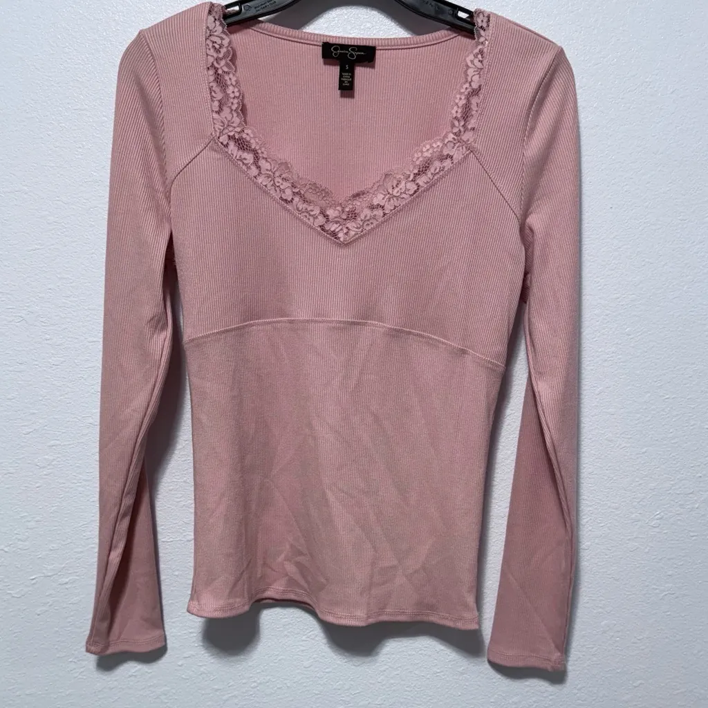 Jessica Simpson Blush Lace Trim Top - Image 3
