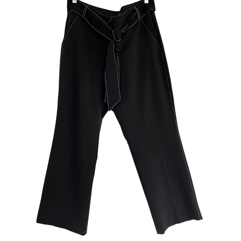 LANE BRYANT Tailored Stretch Drapey Fabric Black Belted Trousers Size 14 NEW - Image 5