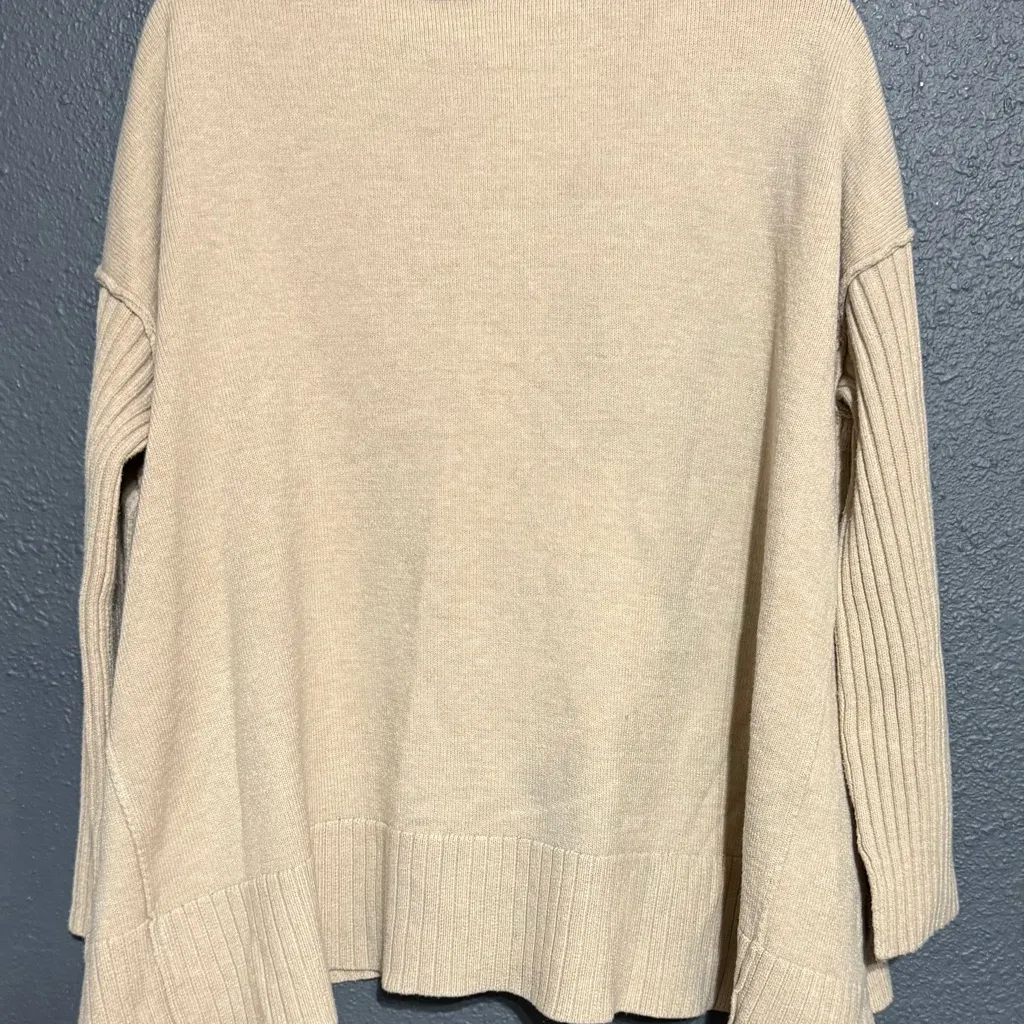 Free People Beige V-Neck Sweater - Image 6