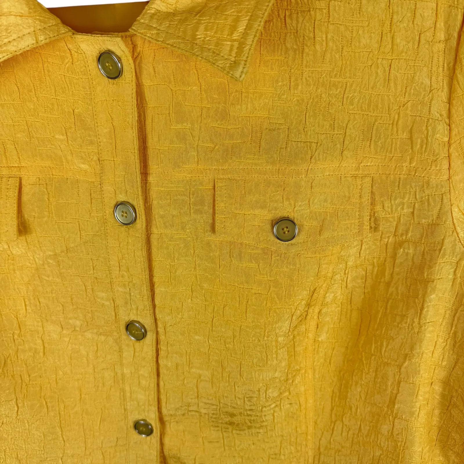 ELCC Bright Yellow Textured Collared Lightweight Lined Button Up Jacket Size‎ 3X - Image 3