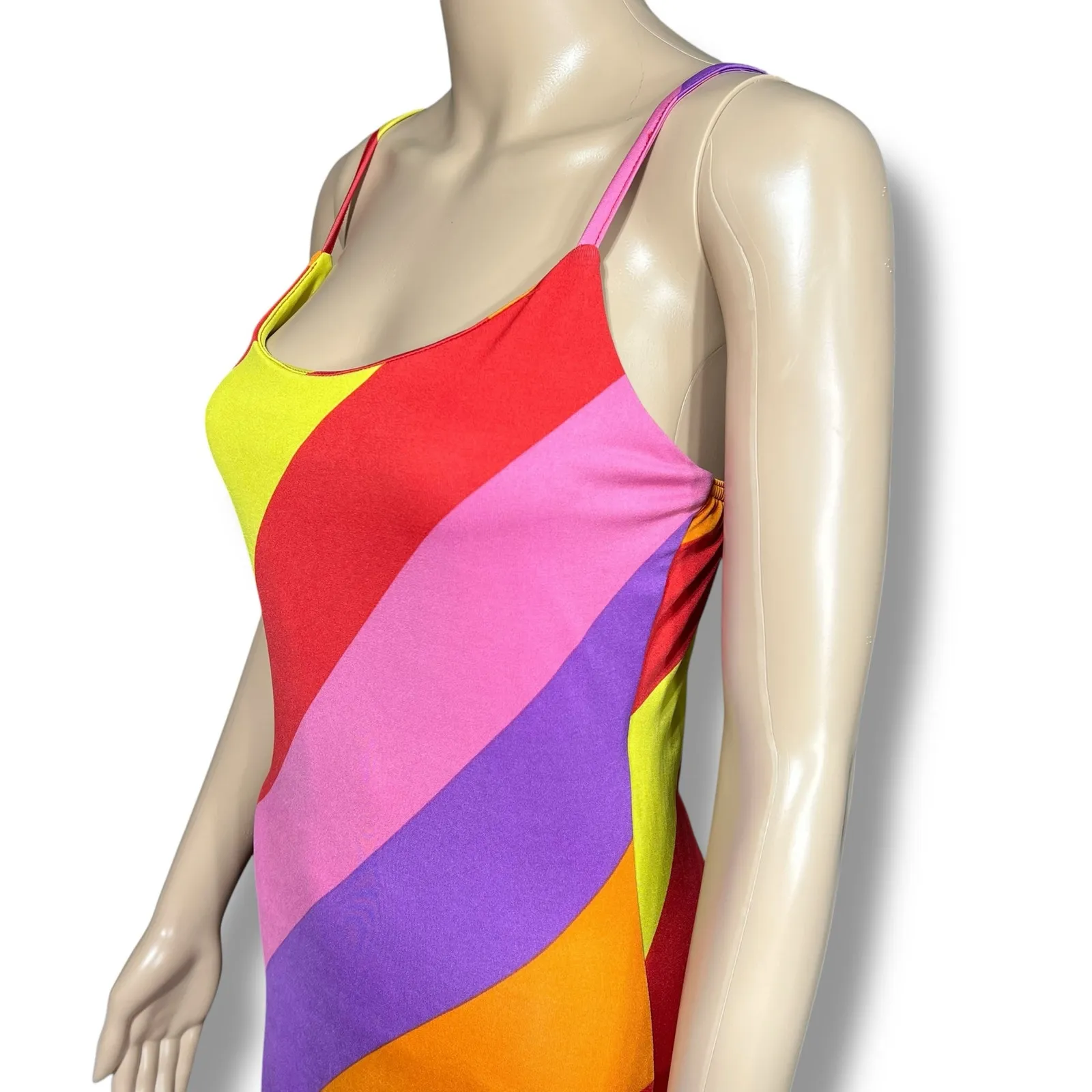 Derek Heart Womens Maxi Sundress Colorful Spiral Stripes Sleeveless Stretch Med - Image 8