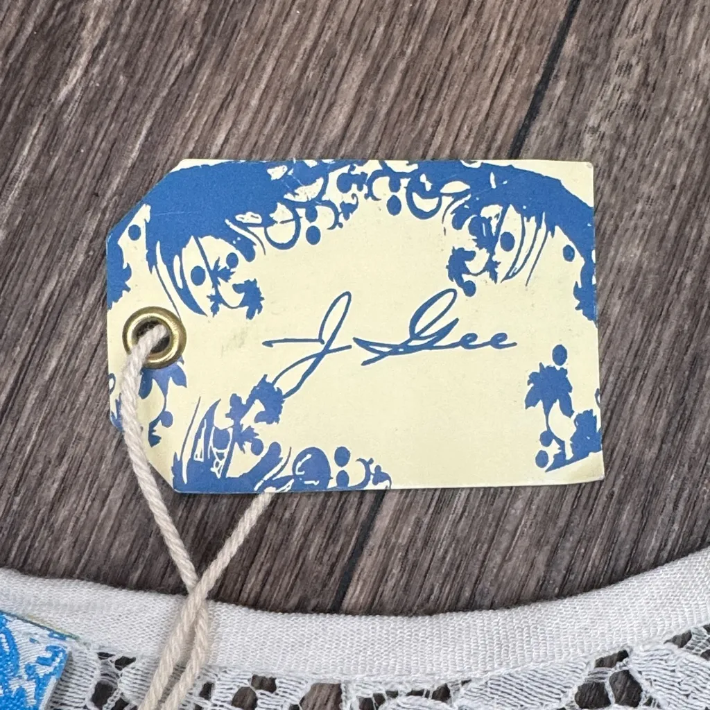 J Glee Elegant Bohemian Cream Embroidered LaceDress with Tie Women’s Small White - Image 3