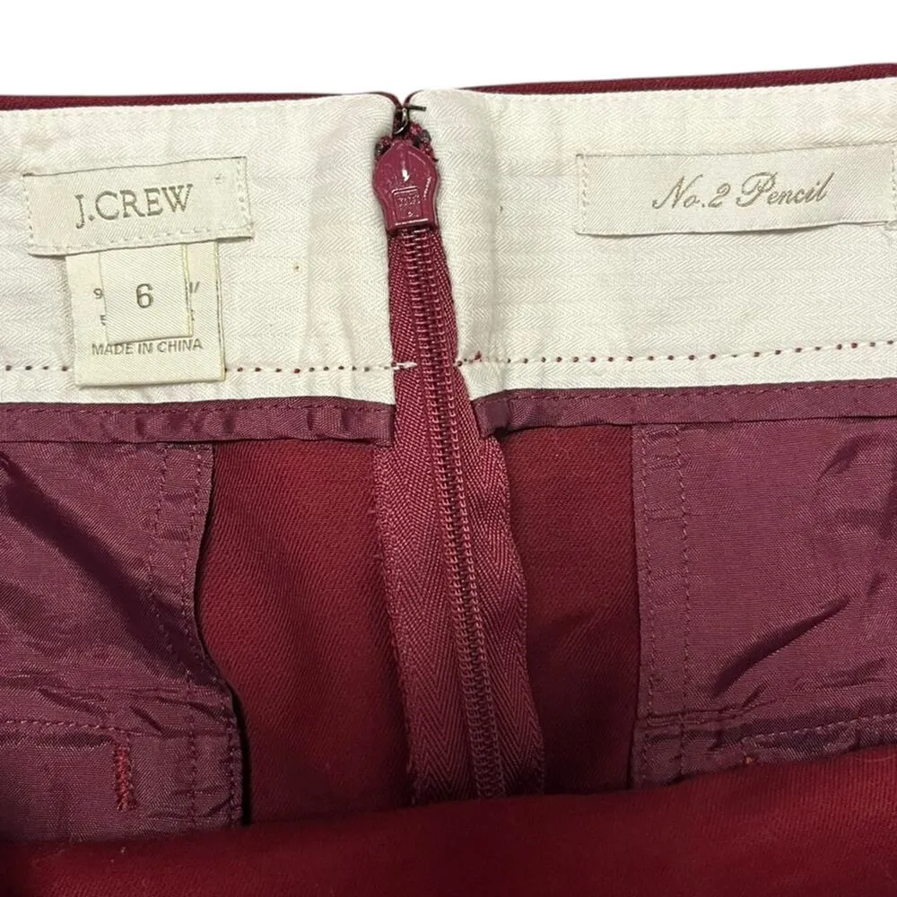 J. Crew No 2 Pencil Cranberry Mini Skirt Womens Size 6 Career Preppy Classic - Image 9