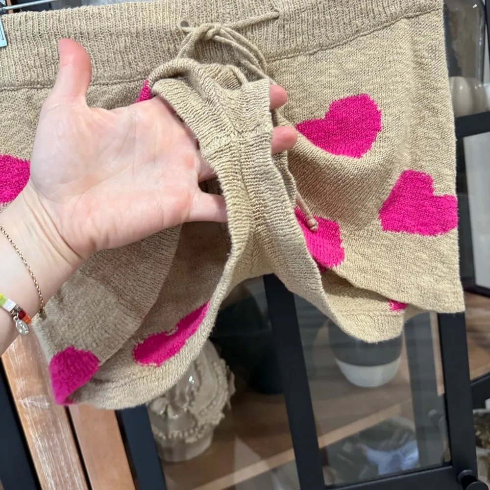 Beach Riot Sandy Hearts Sweater Shorts knit beige coverup swimsuit drawstring - Image 8