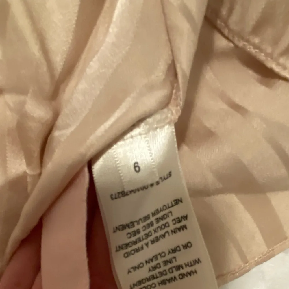 Rebecca Taylor Kitten Bow Lavaliere Collar Pin Stripped 100% Silk Blouse Sz 6 - Image 3