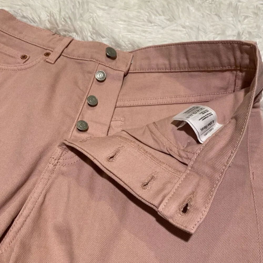 & Other Stories High Waist Cut Off Shorts in Pink Size 28 - Image 5