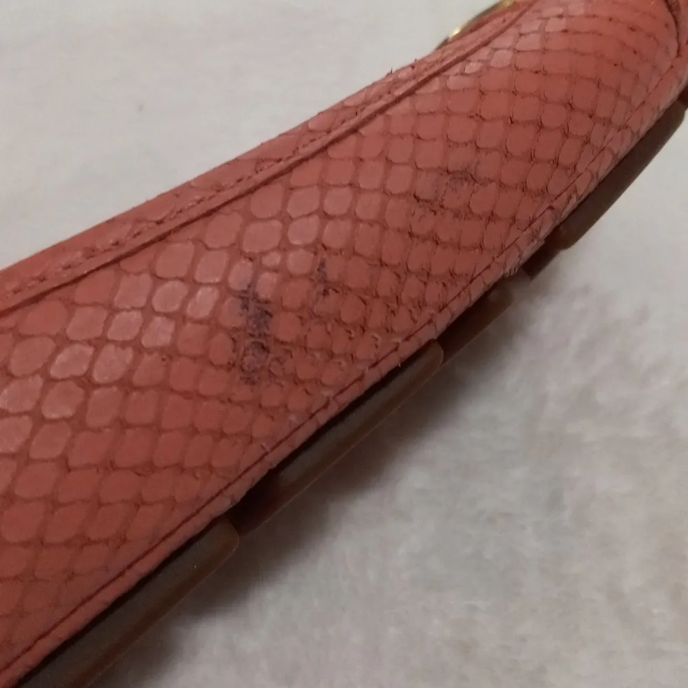 Michael Kors Fulton Pink Snakeskin Embossed Leather Monogram Loafers Size 8 - Image 9