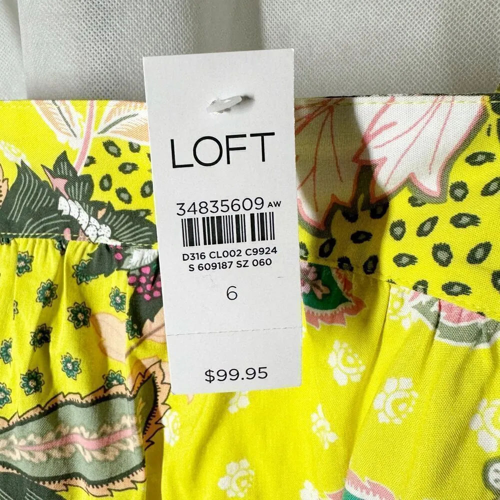 LOFT Floral Strappy Flounce Summer Midi Casual Dress Size 6 - Image 4