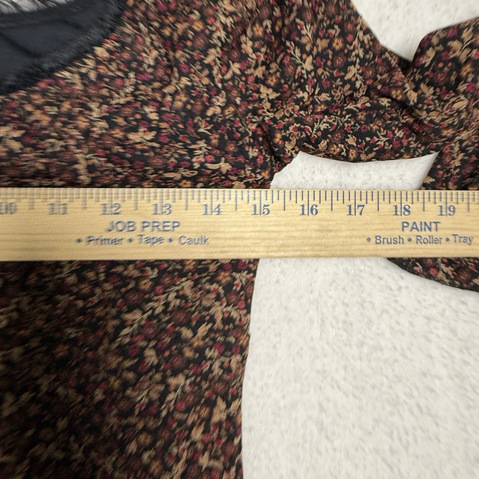 Vintage City Triangles Bell Sleeve Midi Dress M Brown Mesh Ditzy Floral Phoebe - Image 7