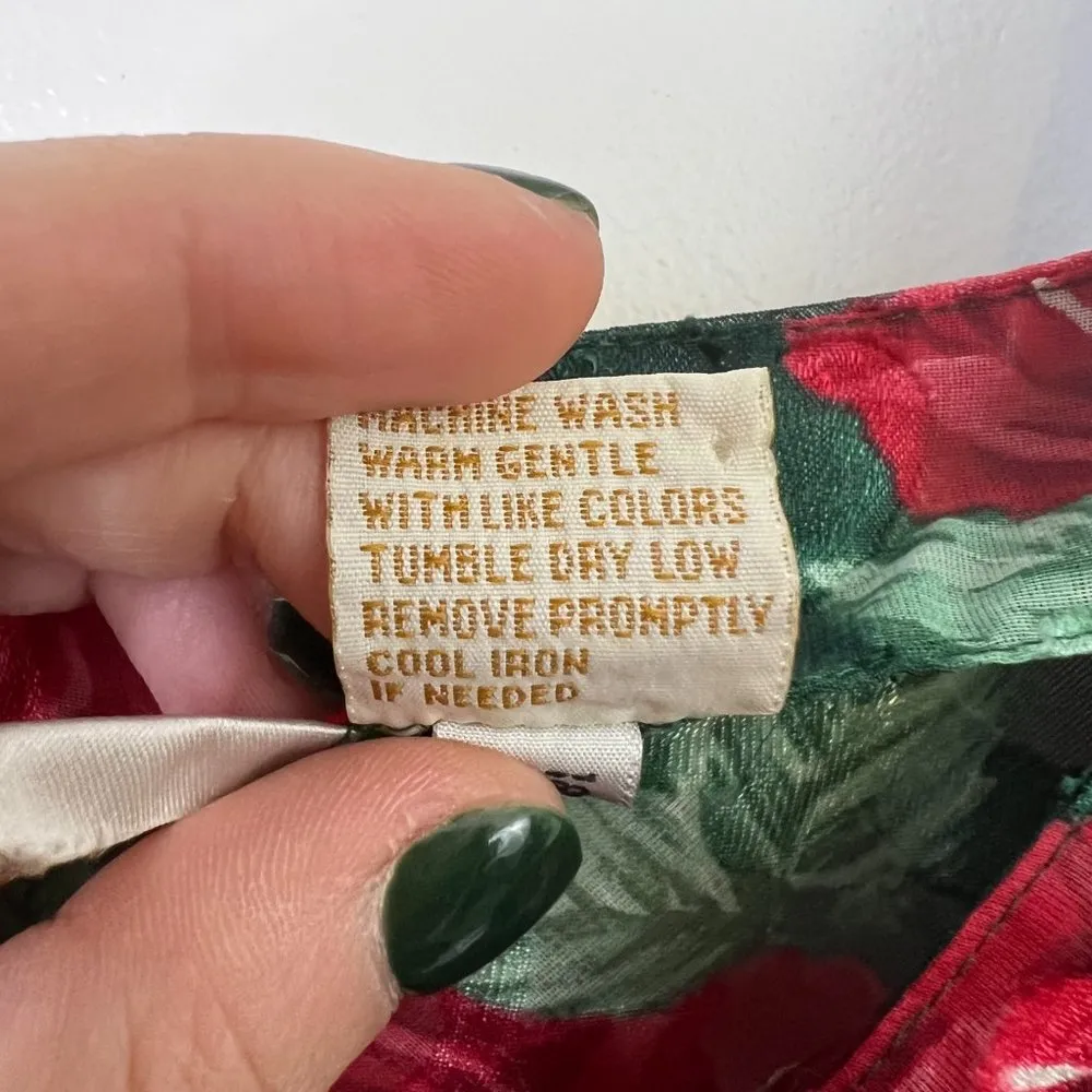 Vintage Victoria's Secret Gold Label Red Green Floral Tank Nightgown Night Shirt - Image 8