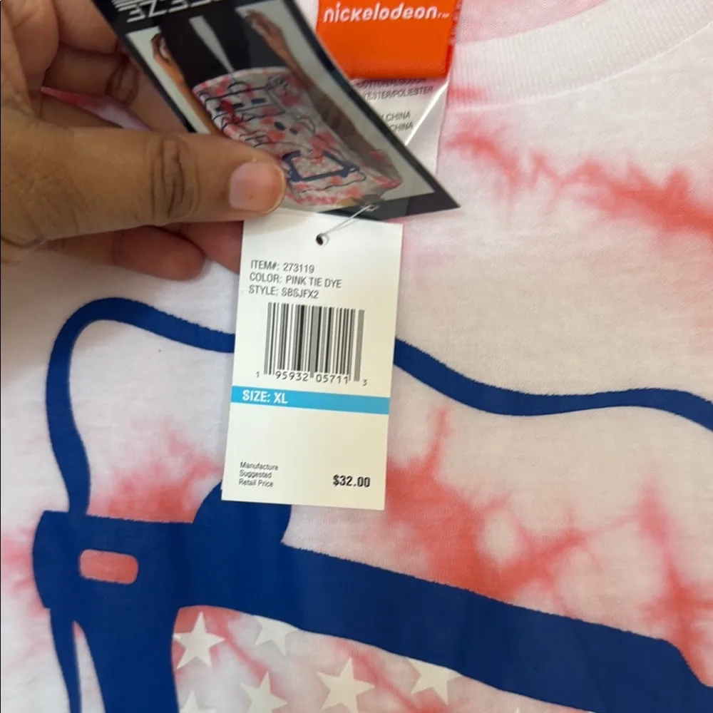 Nickelodeon Pink Tie-Dye SpongeBob  T-Shirt XL NWT - Image 5