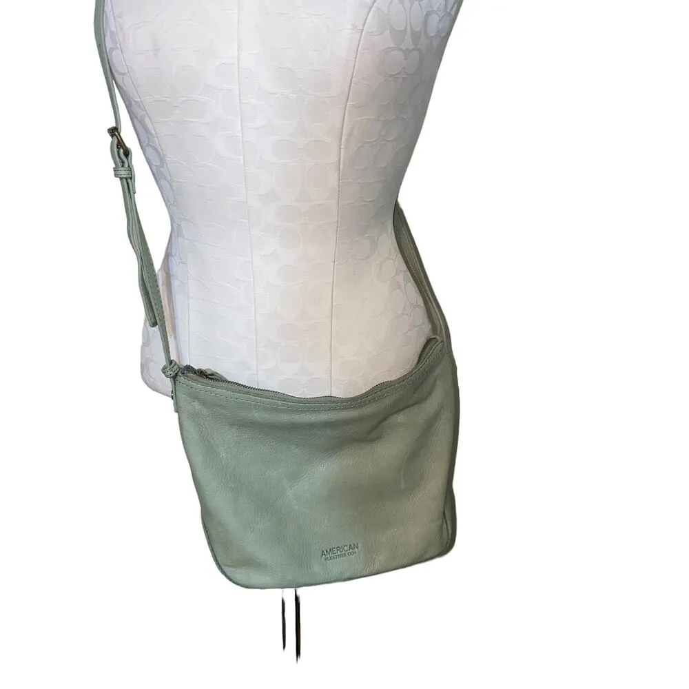 American Leather Co. Crossbody Boho Indie Bag Adjustable strap mint green - Image 14