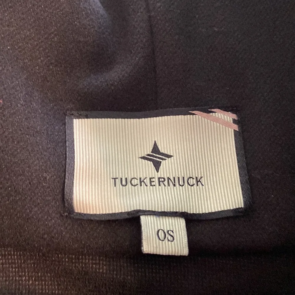 TUCKERNUCK Black Poncho with Brown leather trim one size length 26” so beautiful - Image 12