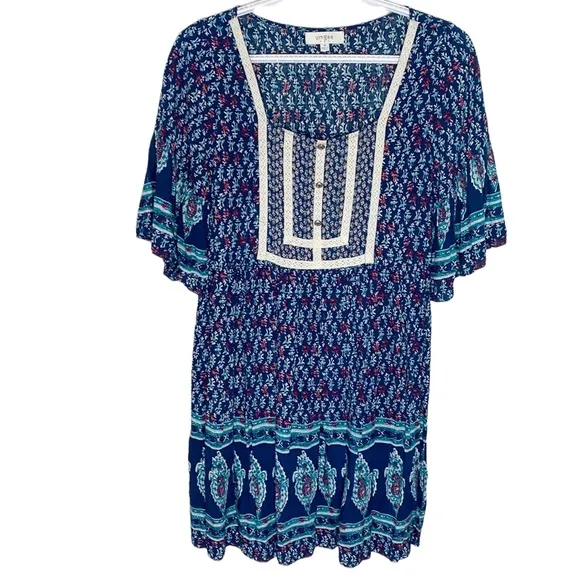 Umgee USA prairie style floral dress with lace trim size M - Image 5