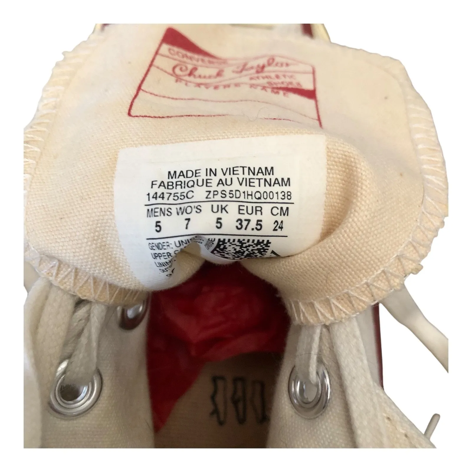 Converse Chuck Taylor All Star White Athletic Shoes High Top Unisex Size M5 W7 - Image 8