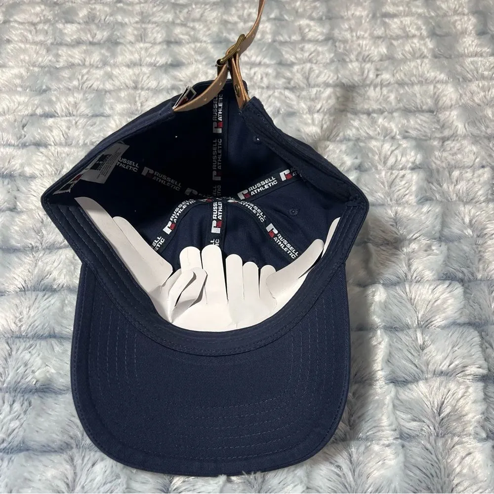 Russell Athletic blue  RAC Embroidery hat leather strap metal buckle new no tag - Image 6