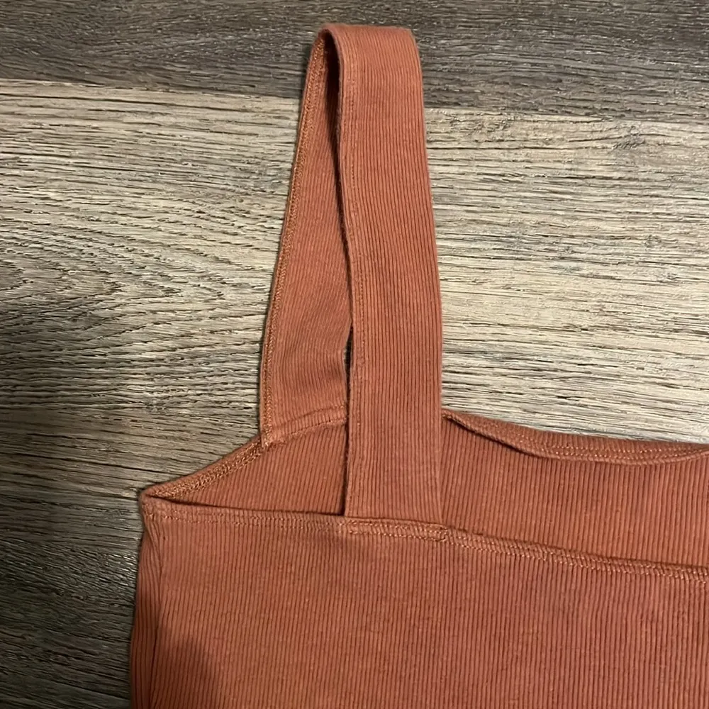 Abercrombie & Fitch Soft Rust Knit Ribbed Square Neck Crop Tank Top Large - Image 3