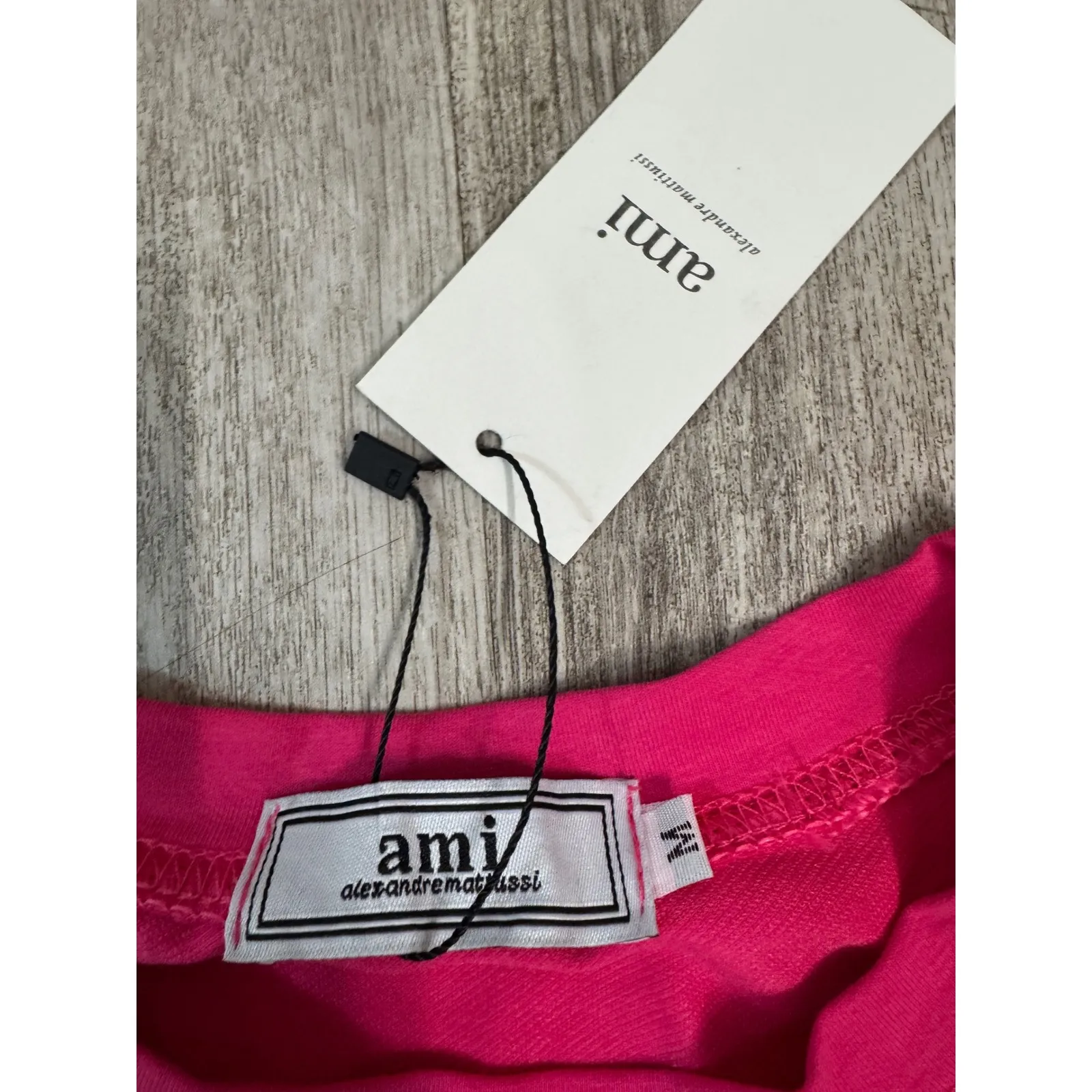 AMI Alexandre Mattiussi Women's Pink Heart Logo T Shirt Size M Size M - Image 2