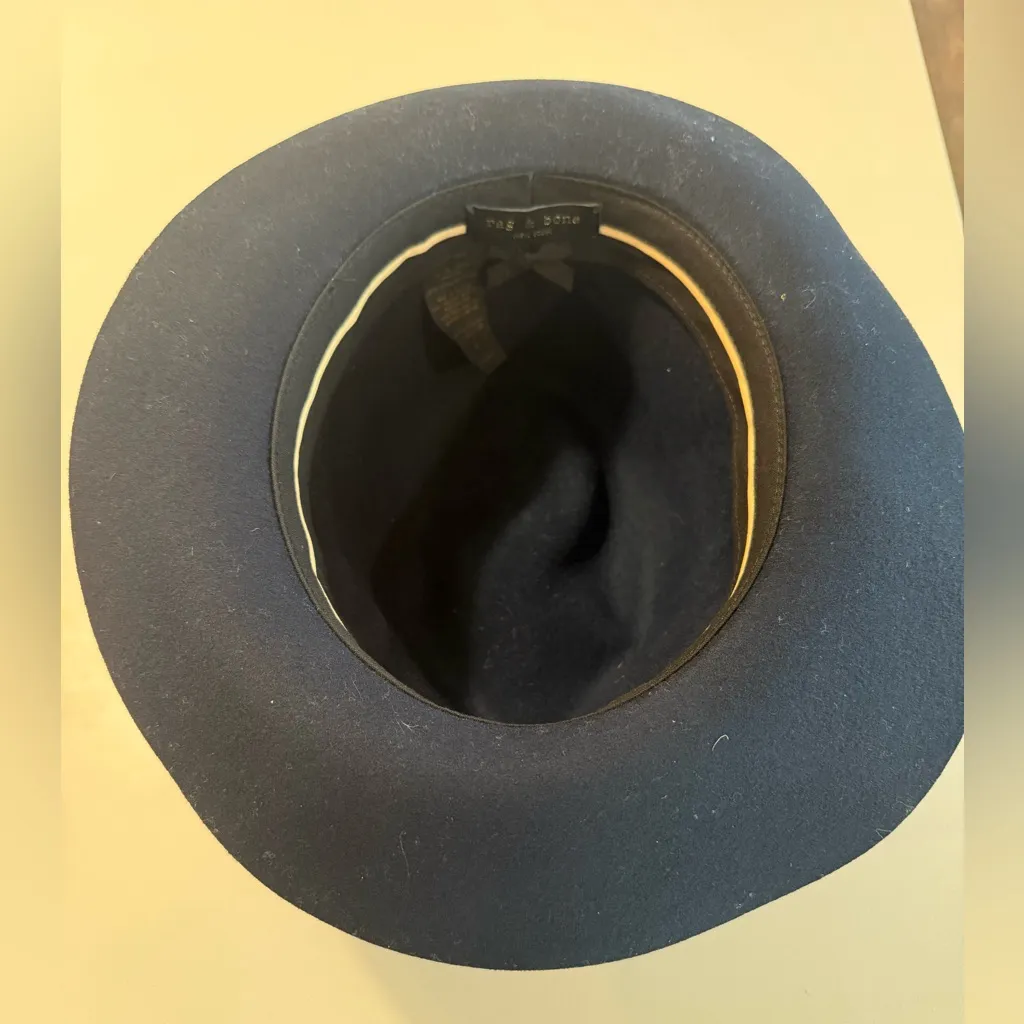 Rag & Bone Floppy Brim Fedora Hat ~ Navy Blue 100%Wool Size Medium - Image 5