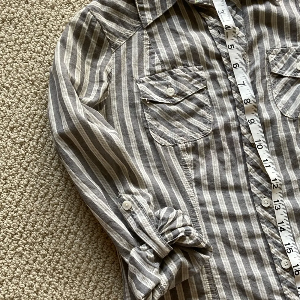 SO Striped Button Down Shirt 100% Cotton Work Top Oxford Fitted Size Small EUC - Image 6