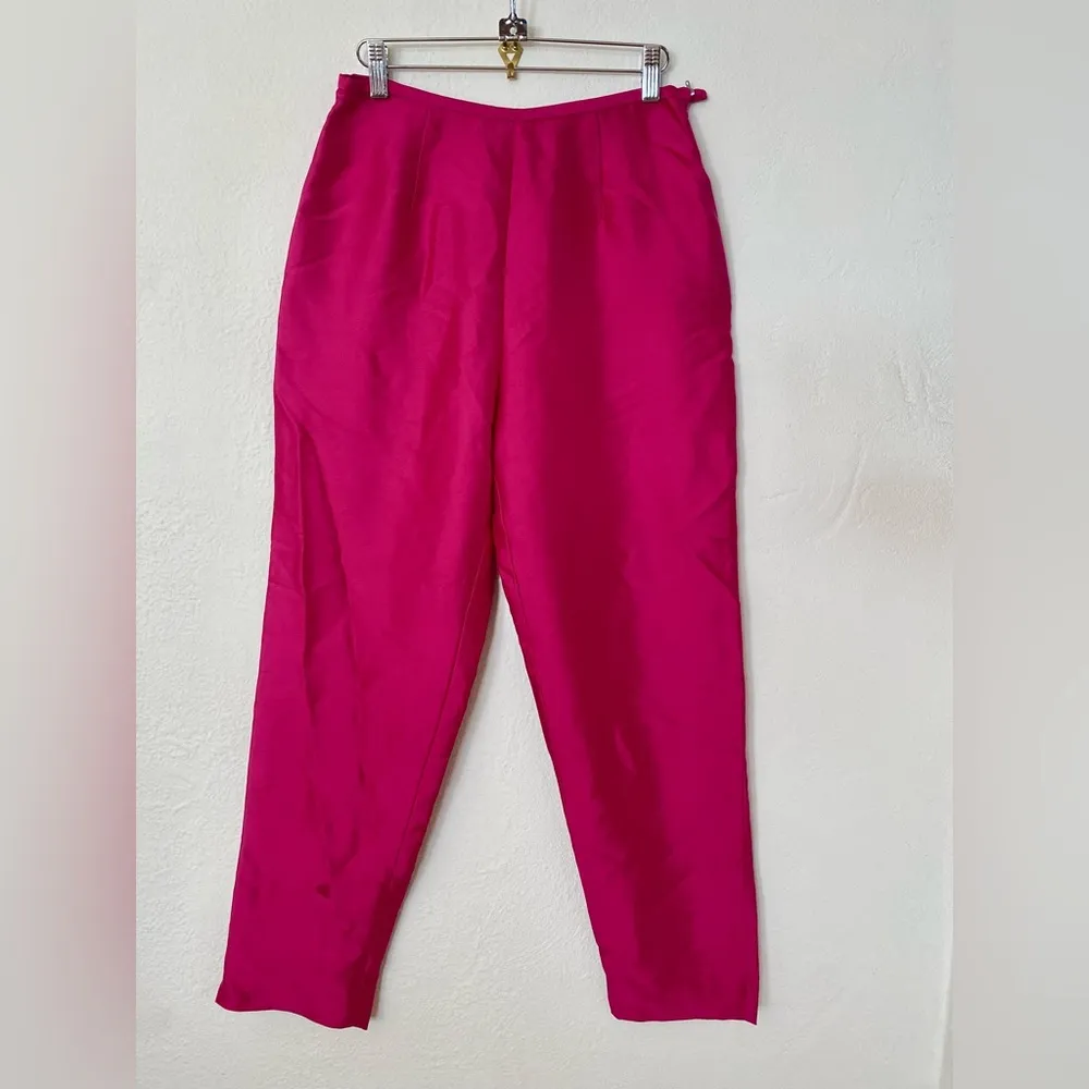 Sandra King Magenta 100% Silk Women's Pants size 6 - Image 2