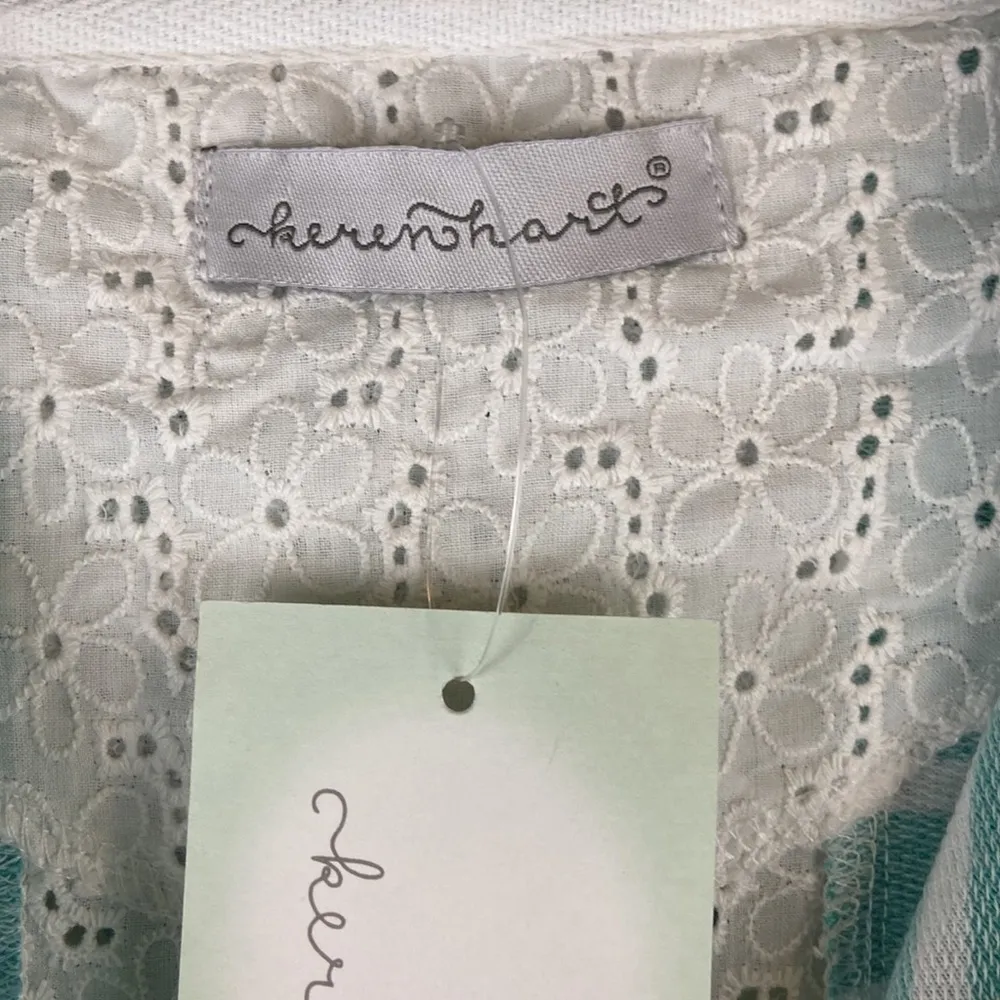 Jade Green & White Full Zip Striped Hoodie with Back Lace Inlay by Keren Hart Size M - Image 11