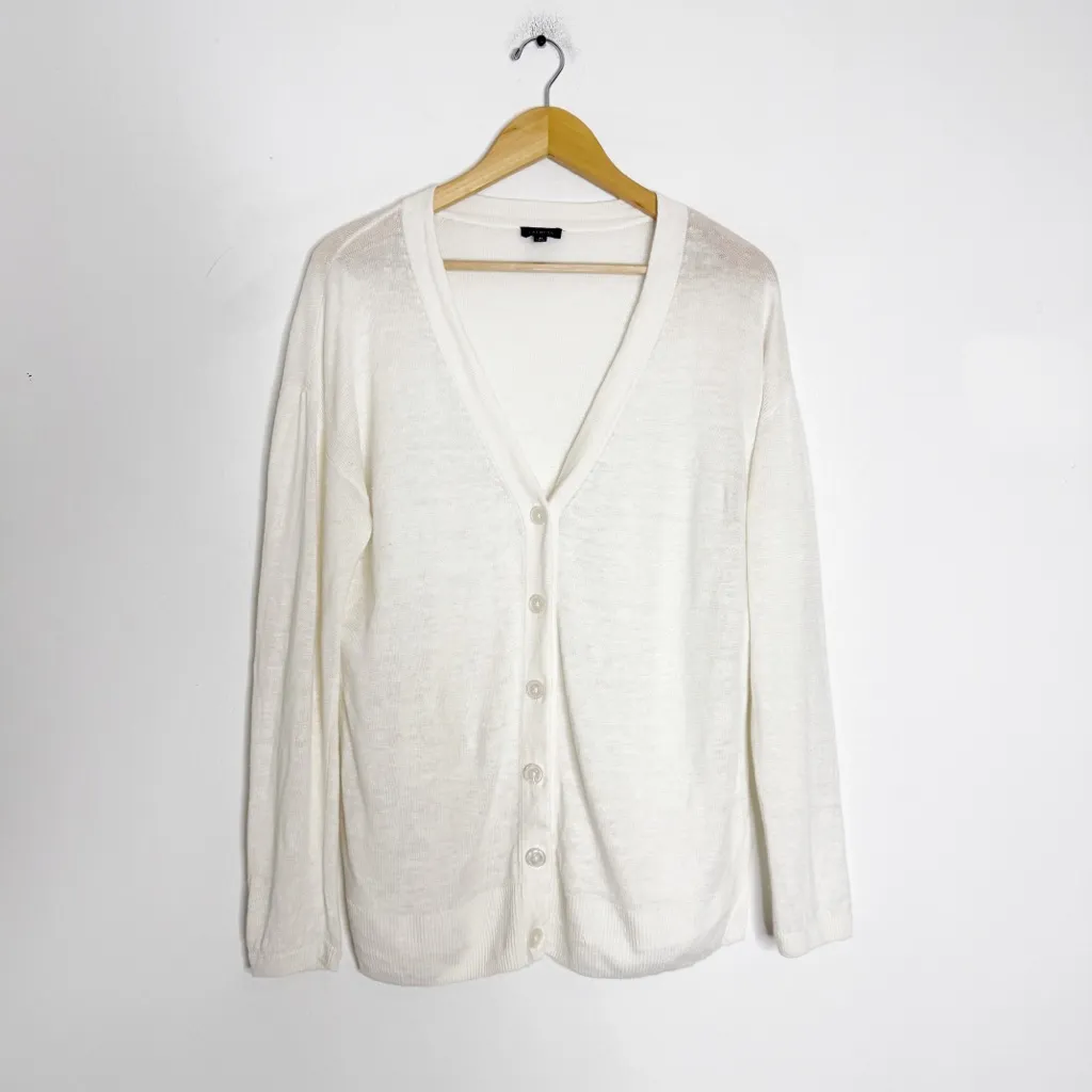Talbots 100% Linen V-Neck Button Front Cardigan Long Sleeve Size Medium - Image 5