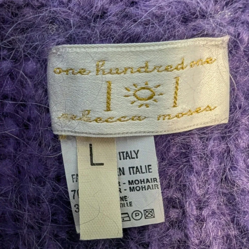 Vintage Oversized Purple Mohair Wool Sweater Rebecca Moses 90s Fashion Crewneck Size L - Image 2