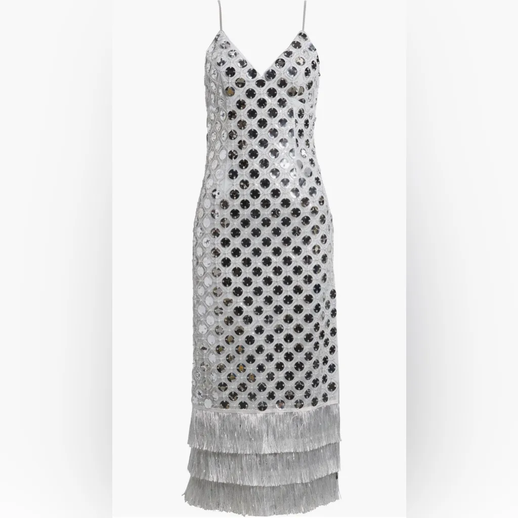 Saylor Suni Cocktail Dress L Silver Size L - Image 4
