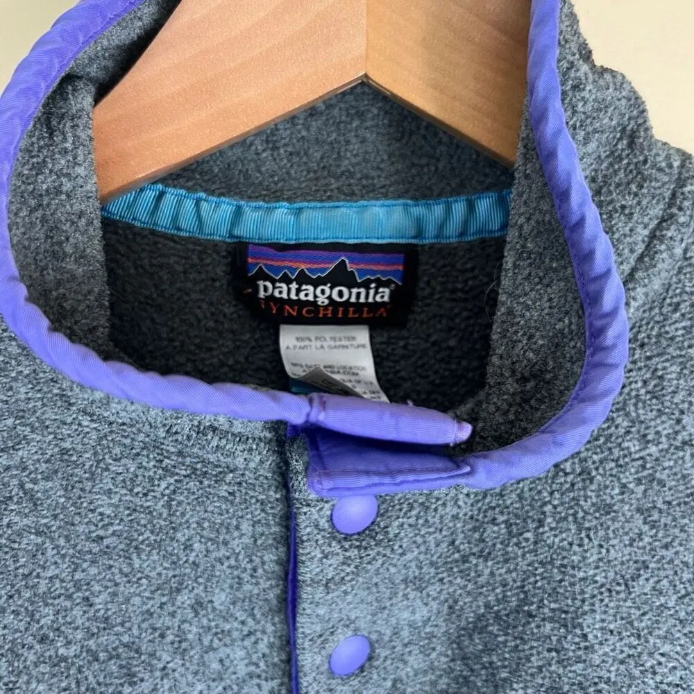 Patagonia Womens Synchilla 1/4 Button Up Gray Purple Size XS Outdoor Active - Image 4
