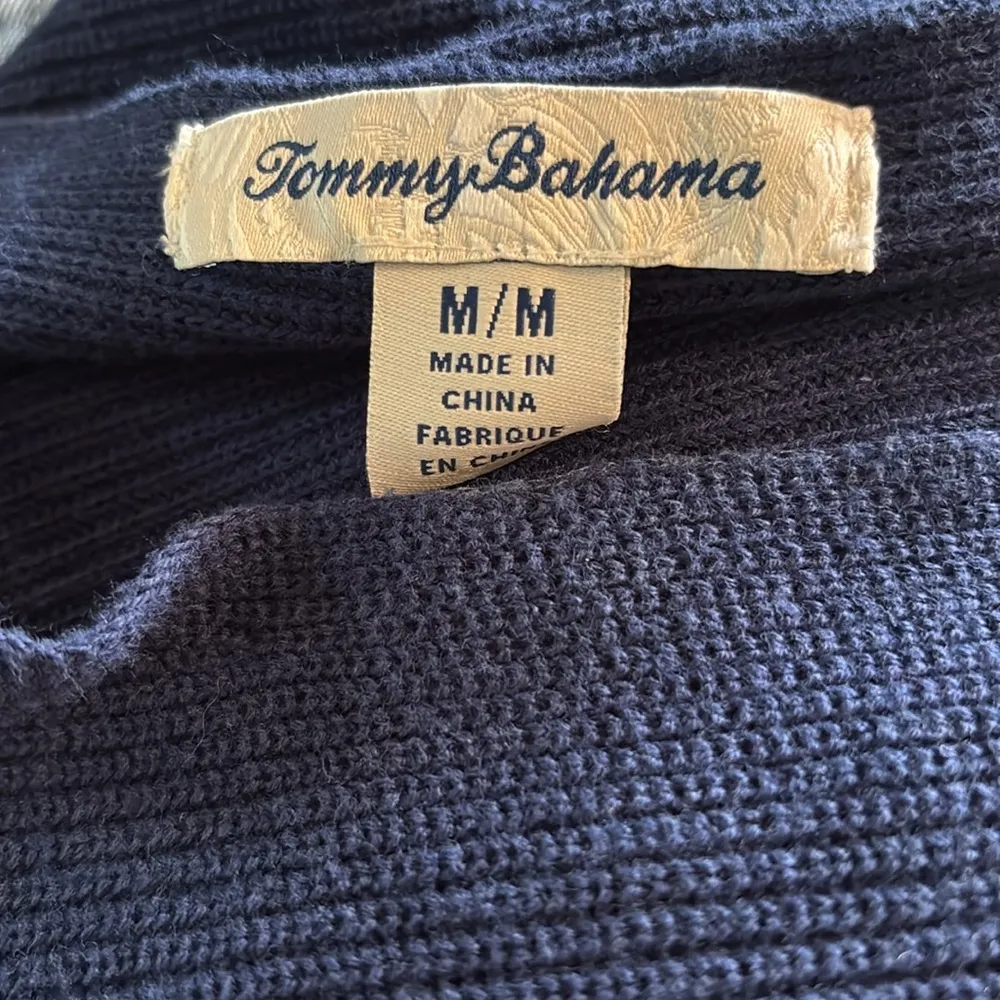 Tommy Bahama Bonita Dolman Ribbed Boatneck Sweater M Navy Blue Nautical Resort - Image 4