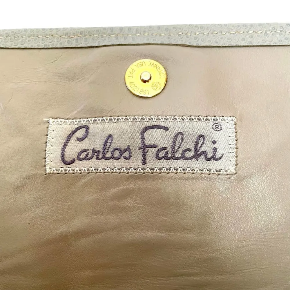 Carlos Falchi Vintage Snakeskin Reptile Gray Leather Clutch Purse Shoulder Bag Multiple - Image 6