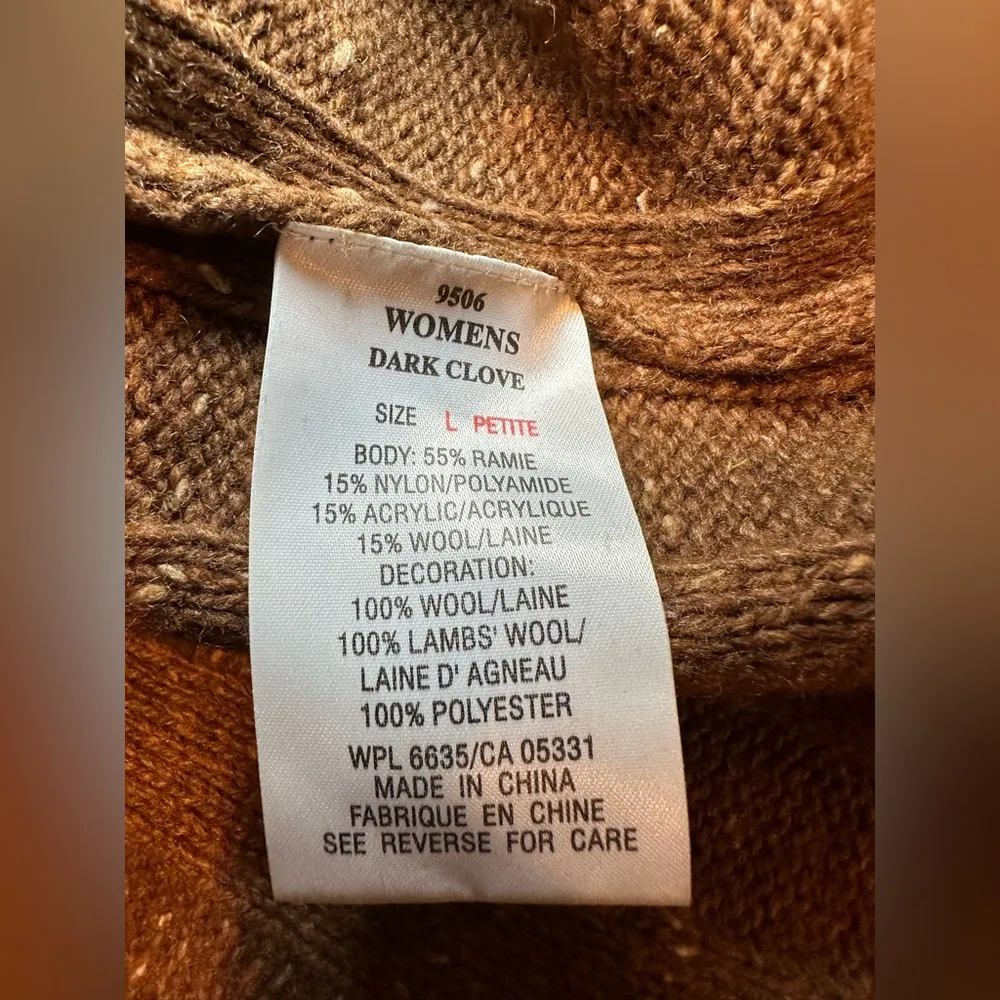 Woolrich Wmn's 1/4 Zip Long Sleeve Pullover Sweater Dark Clove Fleck Sz L Petite - Image 5