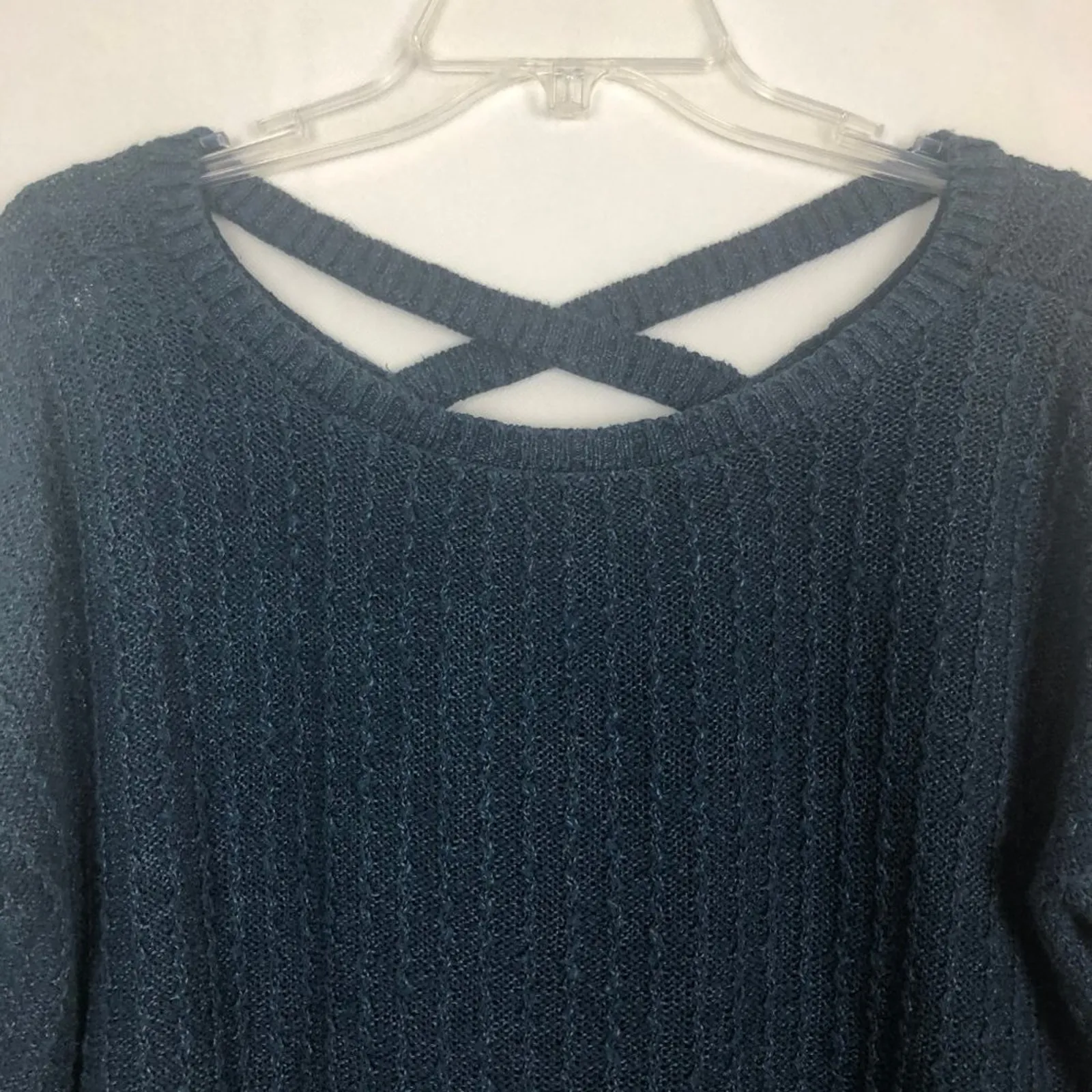 Hollister Blue Ribbed Pullover Sweater Size Medium - Image 3
