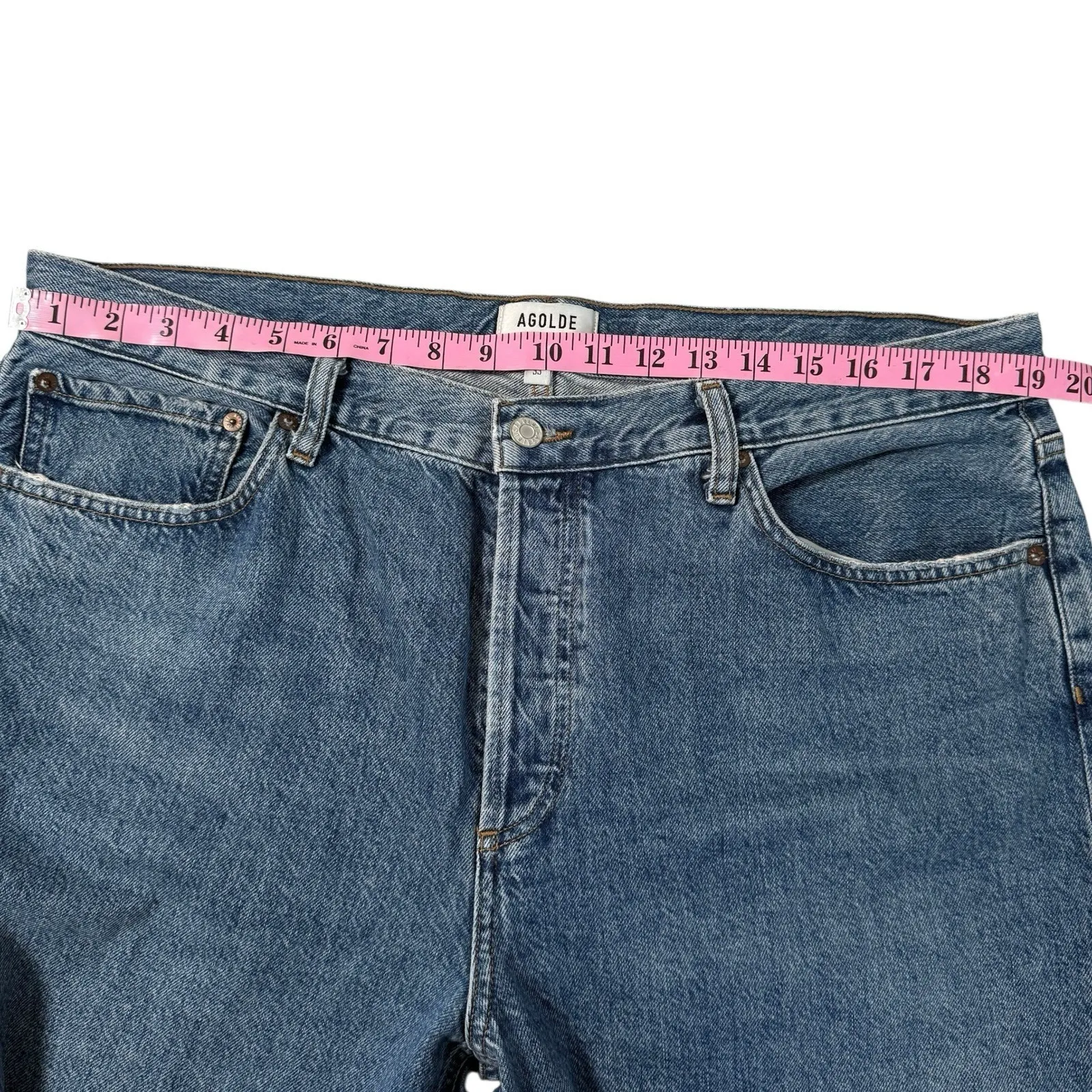 Agolde Womens Wyman Low Slung‎ Vintage Straight Jeans 33 Medium Wash Inseam 27 - Image 8