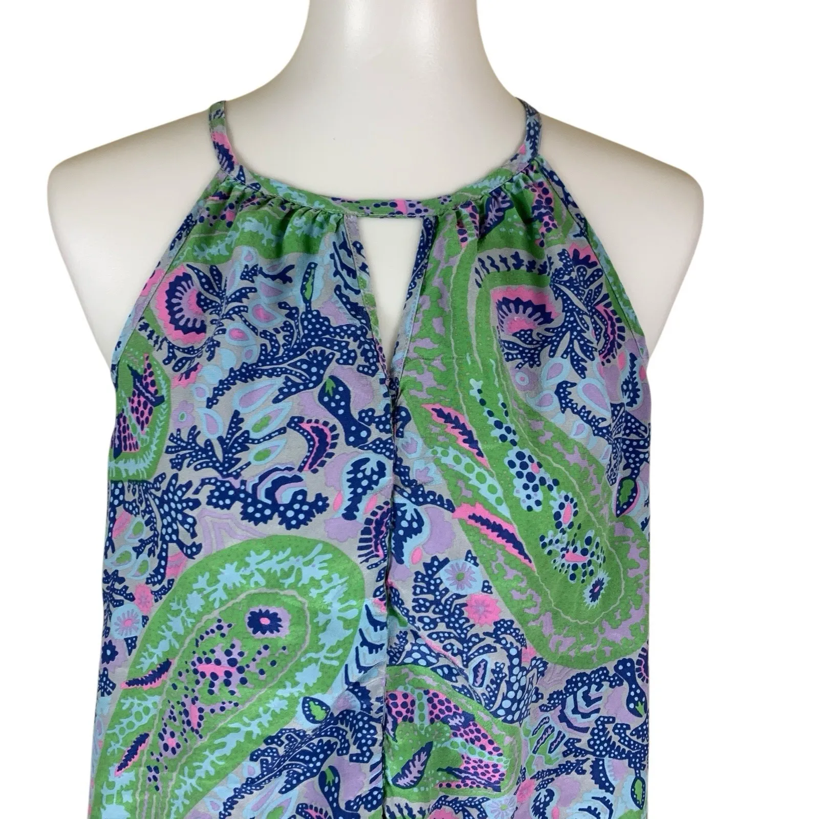 Tori Richard Silk Paisley Halter Keyhole Blouse Resort Chic 8 - Image 2