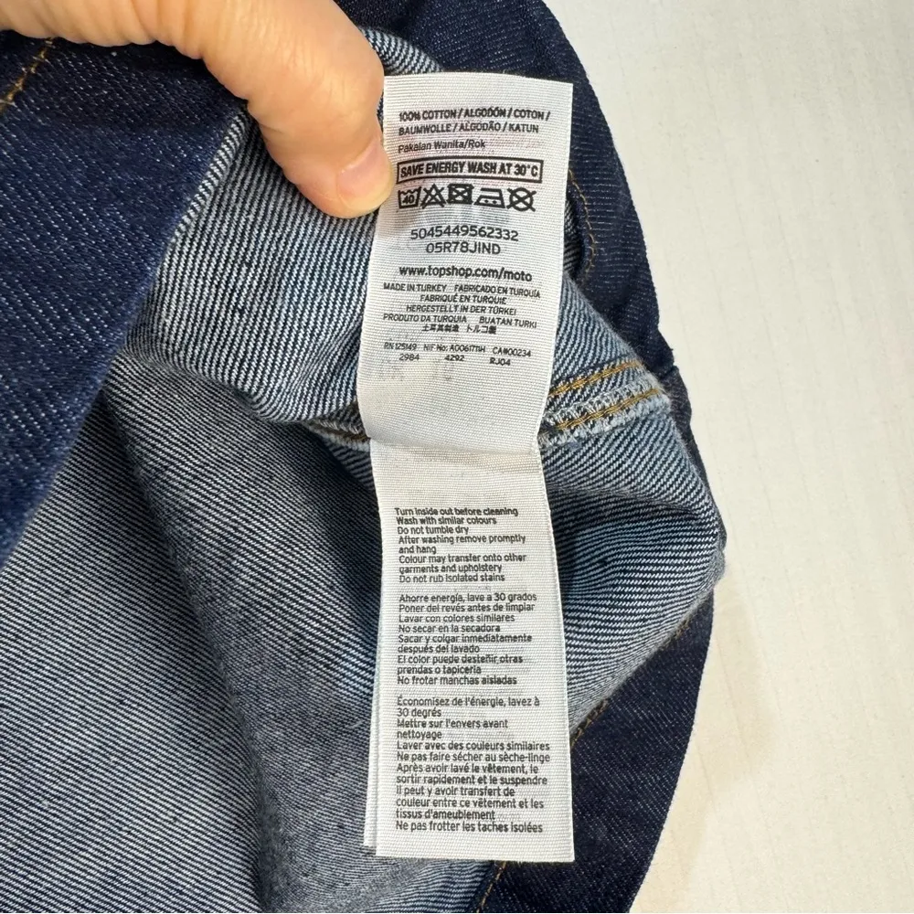 Topshop Moto Denim Zip Micro Mini Skirt Zip Front Blue Jean Size 12 Bikercore - Image 5