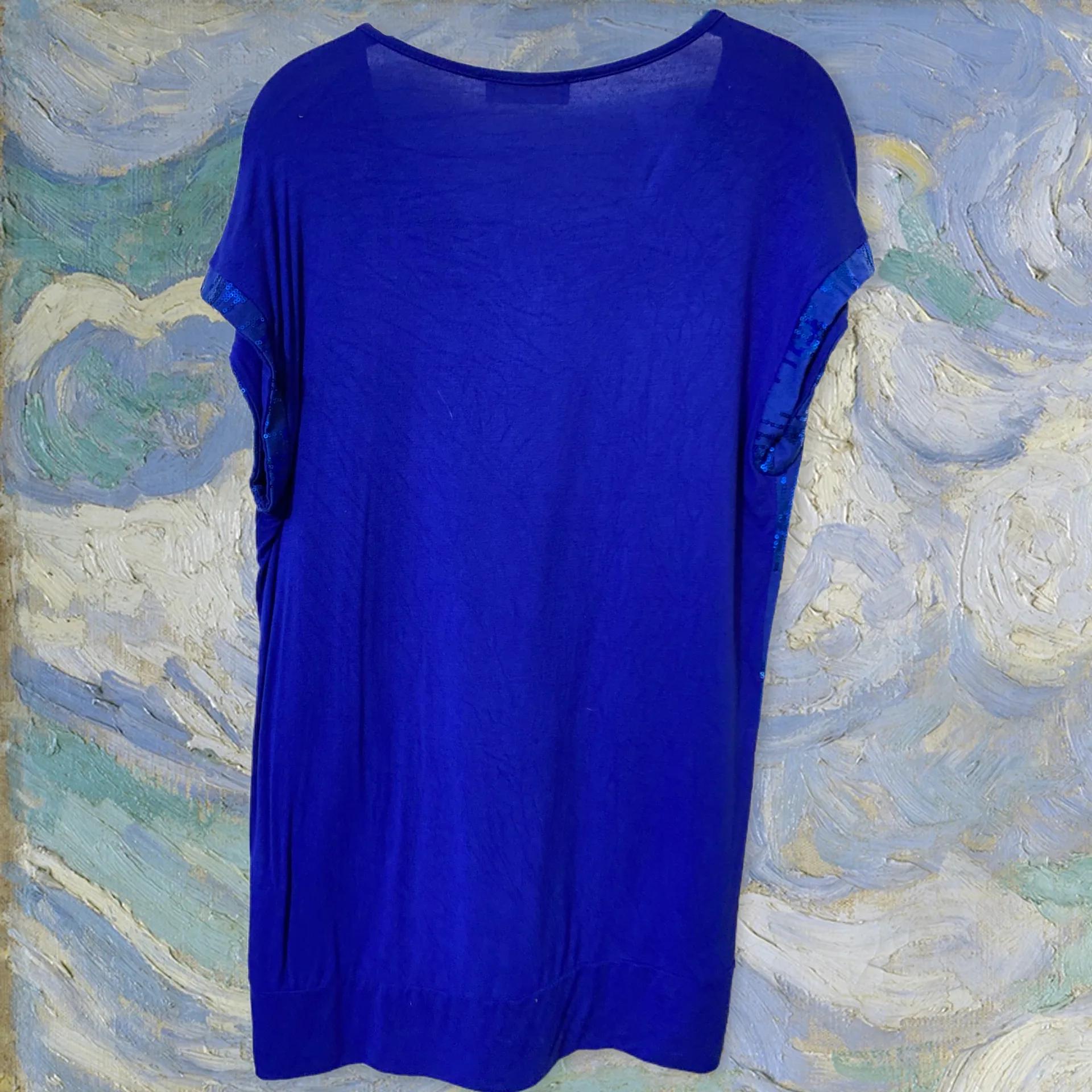 Chris & Carol Royal Blue Sequin Accent Blouse - Image 2