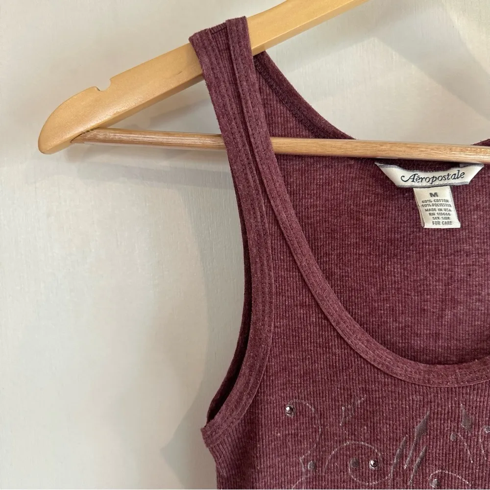 Aeropostale Y2K Tank Top. Size: Medium. Color: Maroon. - Image 2