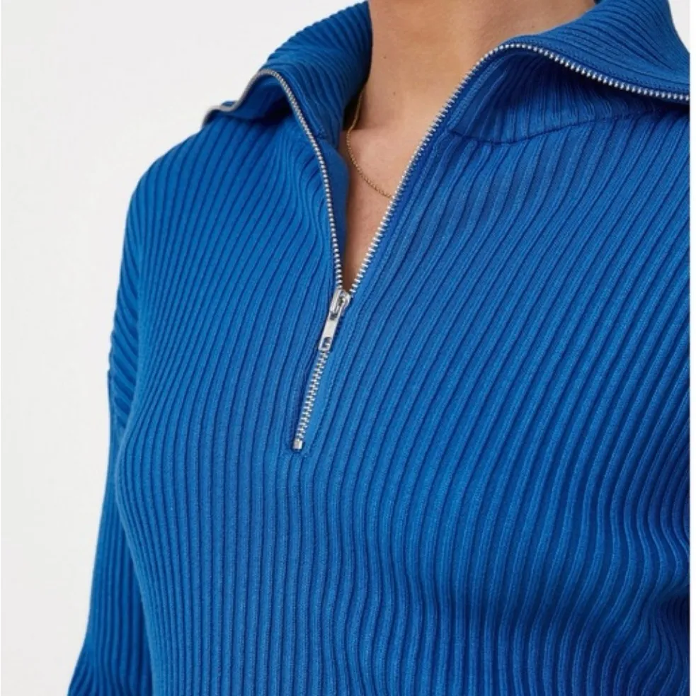 Cotton On Women's crop rib zip up collar sweater - Image 3